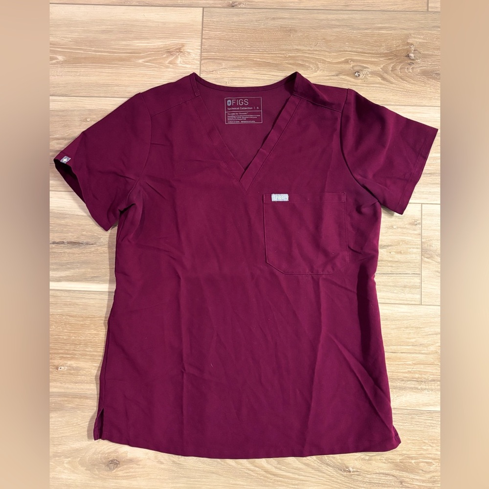 Burgundy Catarina One Pocket Scrub Top